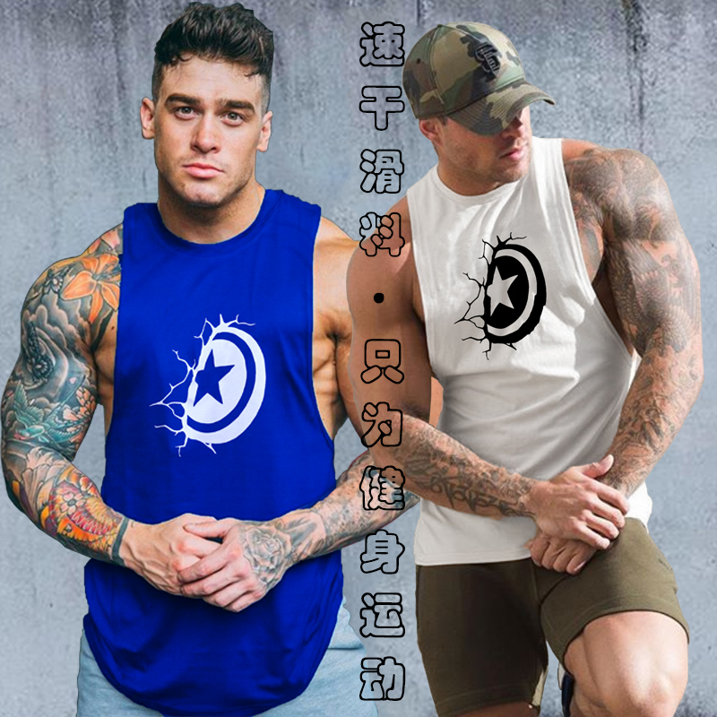 Áo vest thể dục nam tập cơ bắp lỏng lẻo vai thể thao bóng rổ quần áo nhanh khô quần áo thoáng khí thấm mồ hôi tay mẫu châu Âu và Mỹ áo thun 3 lỗ