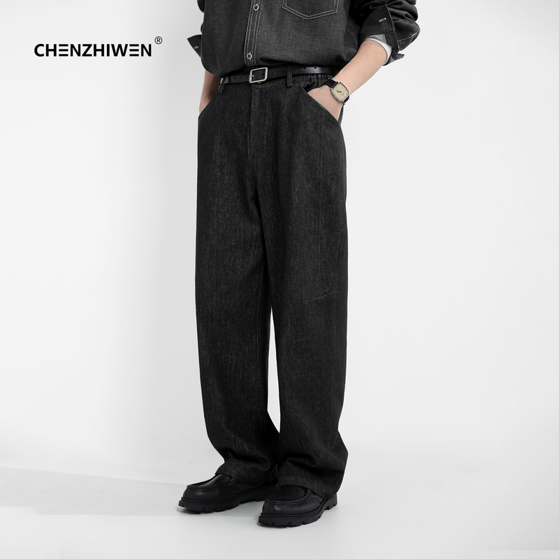 Chen Zhiwen Snowflake Jeans, New Autumn Style, Washed Pants, Men's Straight-Leg Loose Casual Trousers, Slimming and High-End Chen Zhiwen Snowflake Jeans, New Autumn Style, Washed Pants, Men's Straight-Leg Loose Casual Trousers, Slimming and High-End