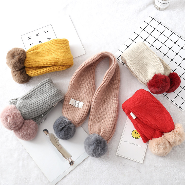 2018 baby scarf winter boys and girls baby soft warm wool scarf children's all-match ball scarf trend