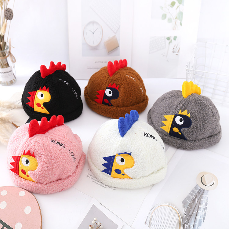 Warm Children Melon Leather Hat Autumn Winter Hip Hop Hat Cartoon Baby Landowners Hat Han Edition 100 Lap Cute Dinosaur Hat Tide