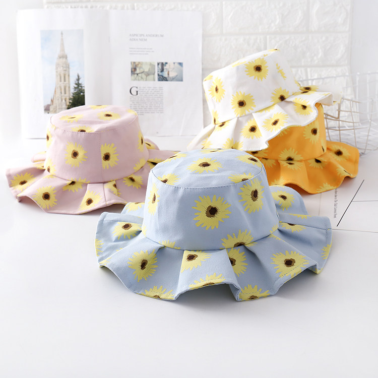 Baby Lotus Leaf Side Out of the Great Hat Peak Sunscreen Summer Children's Beach Sun Beach Sunflowers Middle Child Fisherman Hat
