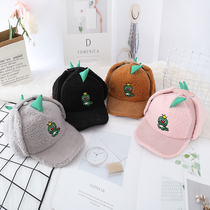 Autumn and winter New Cartoon foreign baby dinosaur cashmere warm childrens cap cap for boys and girls baseball cap tide cap