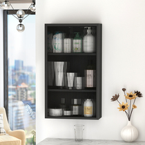 Glass wall hanging storage hanging cabinet Kitchen Toilet Bathroom shelve Balcony Cosmetics containing side cabinets