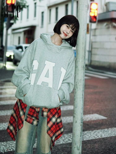 Gap Осенняя бархатная толстовка с капюшоном подходит для мужчин и женщин, с печатью вашего логотипа, оверсайз