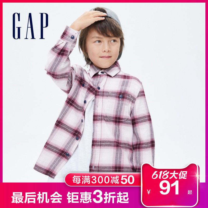 Gap Boy Flannel Plaid Shirt Style Jacket 727572 Spring New Childlike Handsome air long sleeve blouse