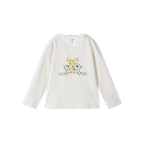 (Same style for both big and small children) Gap Girls 2024 Autumn New Floral Print Flocking Long Sleeve T-Shirt 642709