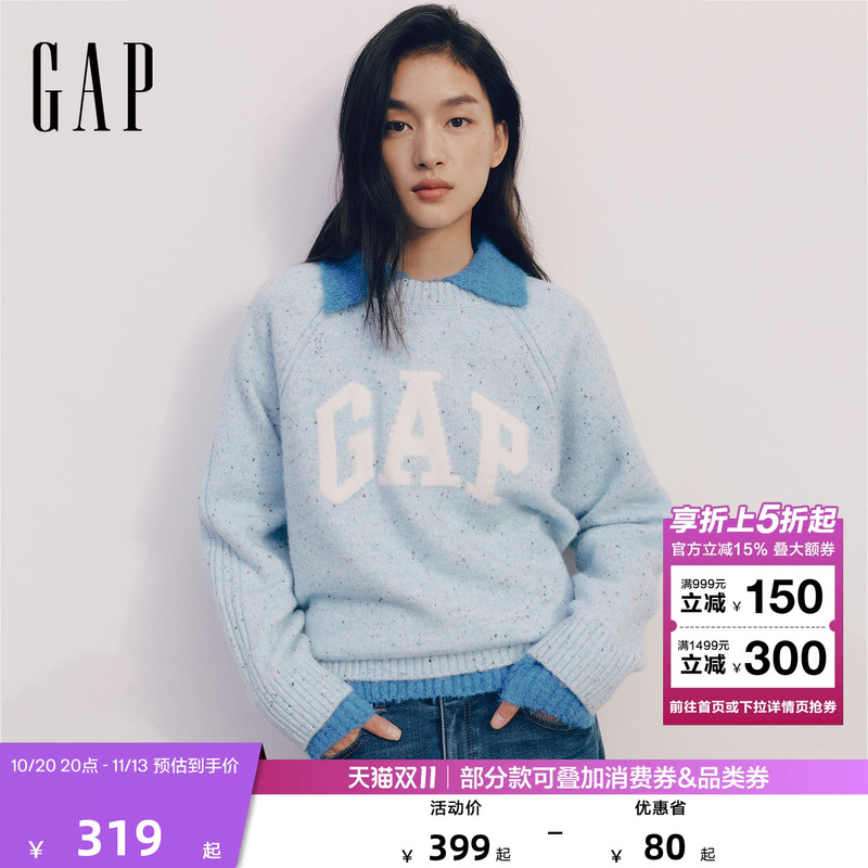 【Cheng Yi Endorsement】Gap Women's Autumn Jacquard Logo Color Dot Loose Round Neck Sweater 793677 【Cheng Yi Endorsement】Gap Women's Autumn Jacquard Logo Color Dot Loose Round Neck Sweater 793677