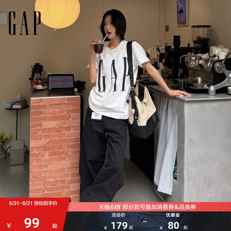 [Cheng Yi Endorsement] Gap Men's and Women's Clothing 2026 Spring Classic Printed Loose Round Neck Short Sleeve T-Shirt 725624