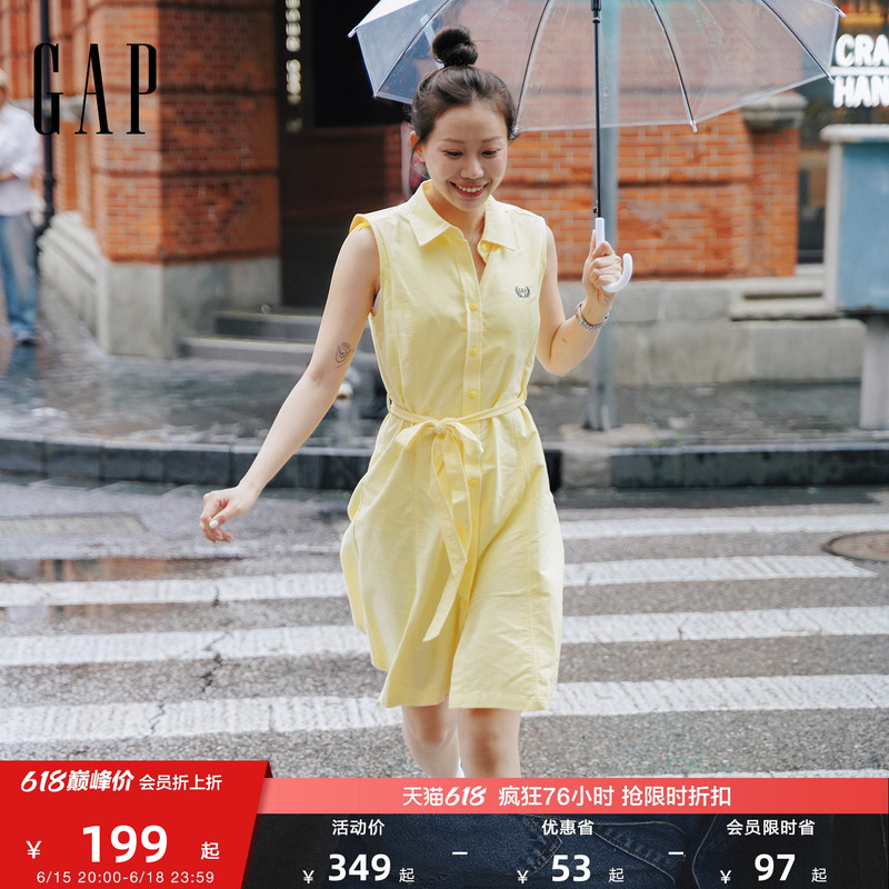 [Cheng Yi Endorsement] Gap Women's 2026 Summer Collection Embroidered Sleeveless Lapel Polo Dress 894571