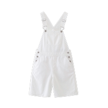 Gap Womens 2024 Summer New Metal Buckle Denim Bib Shorts Loose and Versatile Casual Pants 465006