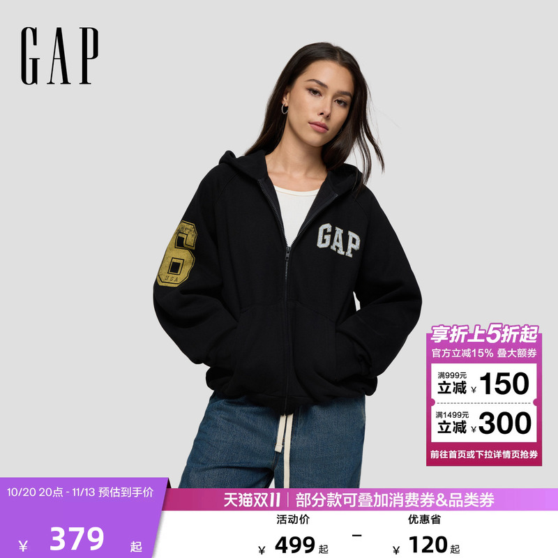 [Same Style as Cheng Yi] Gap Men's and Women's Clothing 2026 Autumn Trendy Printed Fleece Hoodie Sweatshirt 788127