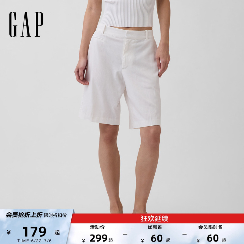 [Cheng Yi Endorsement] Gap Women's 2026 Summer Collection Linen Blend Straight Casual Shorts Us Version 866114