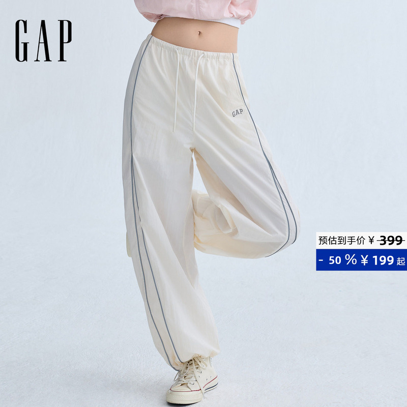 [Cheng Yi Endorsement] Gap Women's 2026 Summer Collection Printed Elastic Waist Classic Curved Casual Pants 859992