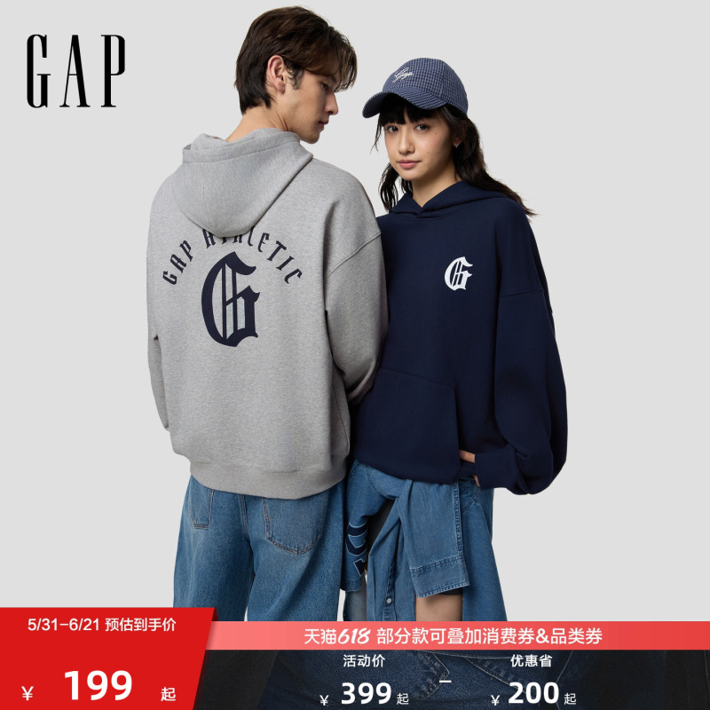 [Cheng Yi Endorsement] Gap Men's and Women's Clothing 2026 Spring New Printed Pullover Hoodie Sweatshirt 854691