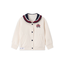 Gap Girls Toddlers 2024 Early Autumn New Contrast Color Navy Lapel Bear Embroidered Cardigan Sweater Jacket 644595