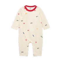 Gap baby 2024 autumn new pure cotton full-print round neck long-sleeved jumpsuit childrens clothing 645623