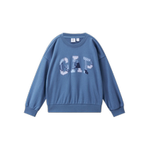 (Same style for both big and small children) Gap Boys 2024 Autumn New Stitching Logo Sweatshirt Childrens Top 644677