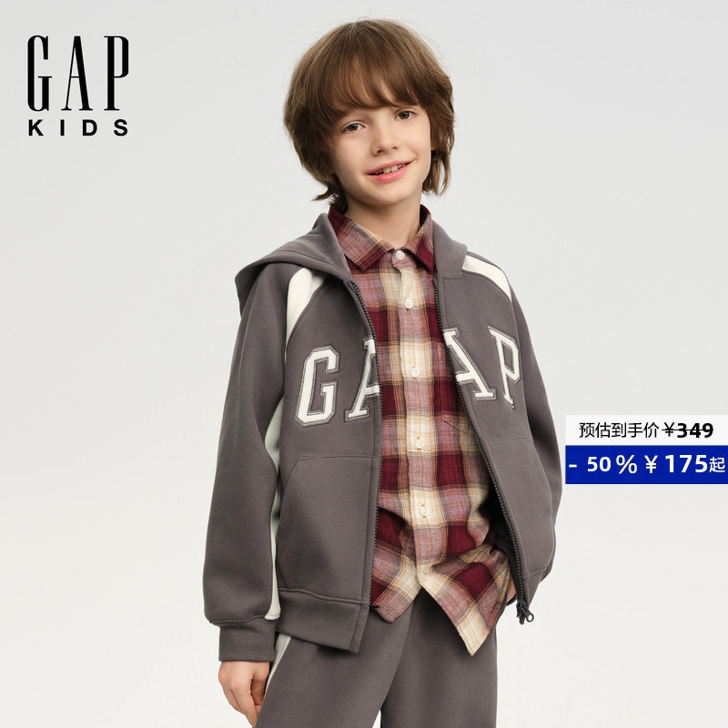 Gap Boys' Spring New Logo Color-Block Velvet Hooded Sweatshirt Children's Jacket 804616 Gap Boys' Spring New Logo Color-Block Velvet Hooded Sweatshirt Children's Jacket 804616