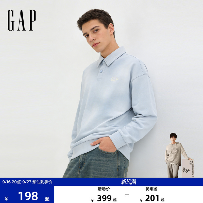 【Cheng Yi Endorsement】Gap Men's and Women's 2026 Summer New Washed Embroidered Long-Sleeve Polo Shirt 854662 【Cheng Yi Endorsement】Gap Men's and Women's 2026 Summer New Washed Embroidered Long-Sleeve Polo Shirt 854662