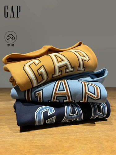 Gap Мужская и женская одежда 2025 Осень Новая бархатная вышитая логотип.