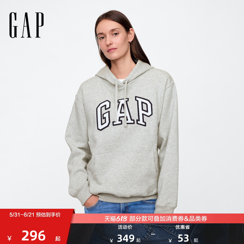 [Cheng Yi Endorsement] Gap Women's 2025 Autumn Collection Letter Logo Drawstring Hooded Sweatshirt Us Version 463506