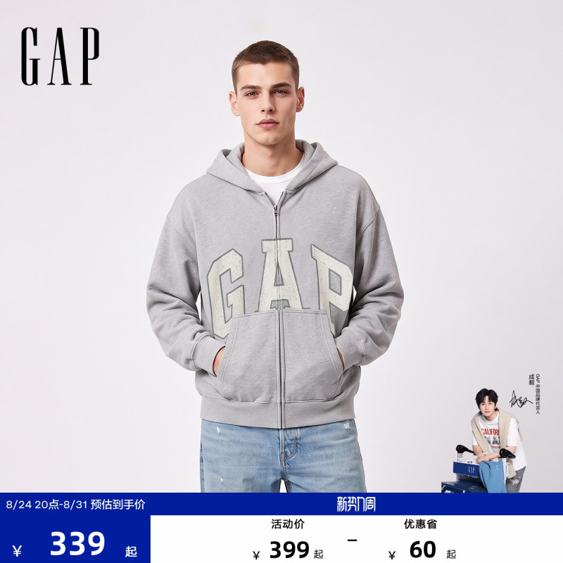 [Cheng Yi Endorsement] Gap Men's and Women's Clothing 2026 Autumn Collection Printed Logo Hoodie Sweatshirt 787438