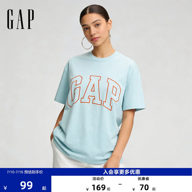 [Cheng Yi Endorsement] Gap Men's and Women's Clothing 2026 Spring Collection Pure Cotton Printed Loose Short-Sleeve T-Shirt American Style 725617