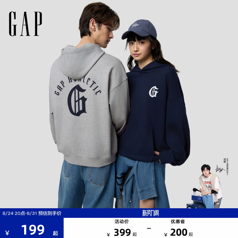 [Cheng Yi Endorsement] Gap Men's and Women's Clothing 2026 Autumn New Printed Pullover Hoodie Sweatshirt 854691