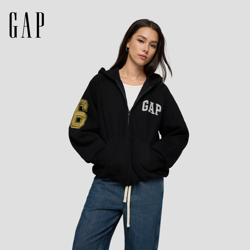 [Same Style as Cheng Yi] Gap Men's and Women's Clothing 2026 Autumn Trendy Printed Thin Fleece Hoodie Sweatshirt 788127