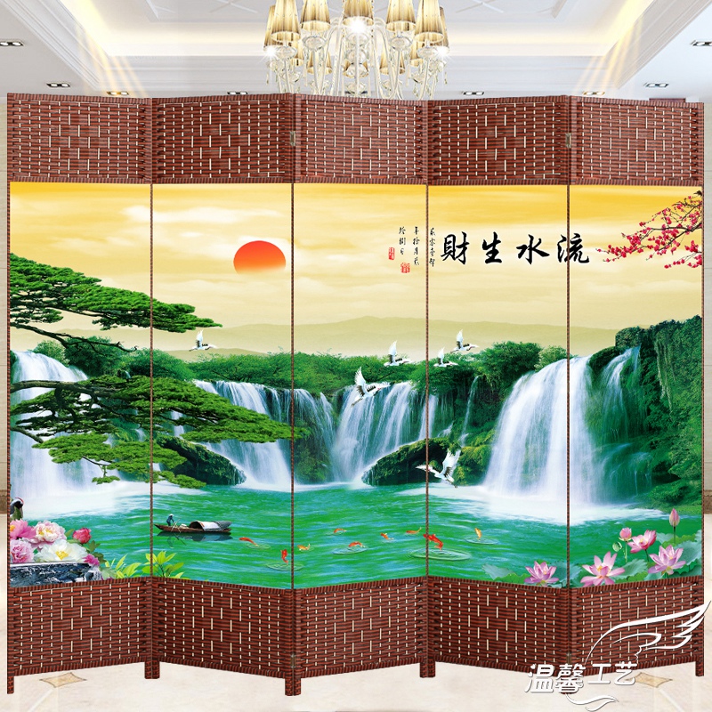 Simple screen partition wall Living room bedroom household foldable mobile fabric Fashion simple modern double-sided entrance