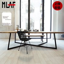 Nordic dining table Industrial wind Wrought iron solid wood office desk loft computer desk Long coffee table Conference table Modern and simple