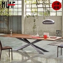 Vintage solid wood office desk loft dining table Industrial style conference table Wrought iron solid wood long table Training table designer