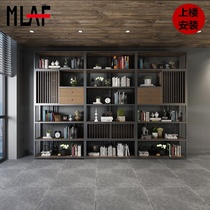 LOFT Solid wood bookshelf bookcase Wrought iron display stand Modern simple shelf Floor-to-ceiling living room industrial wind bookshelf