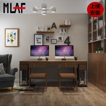 loft solid wood desk Simple modern double computer desk Household industrial style desk 4-person workbench