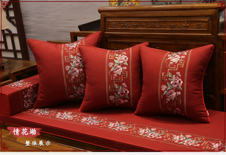 Đệm sofa gỗ gụ Trung Quốc xốp chống trượt đệm đệm gối đệm gỗ rắn sofa đệm Rohan nệm