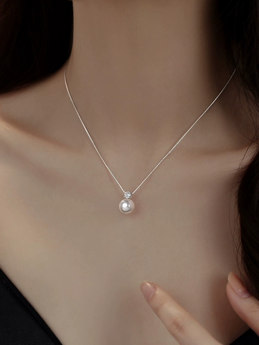 Ожерелье из жемчуга, цепочка до ключиц, серебро 999 пробы, легкий роскошный стиль, 2024 года, изысканный стиль