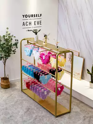 Gold lingerie shop shelf bra display rack floor-to-ceiling underwear display rack double-sided hanging underwear shelf multi-function