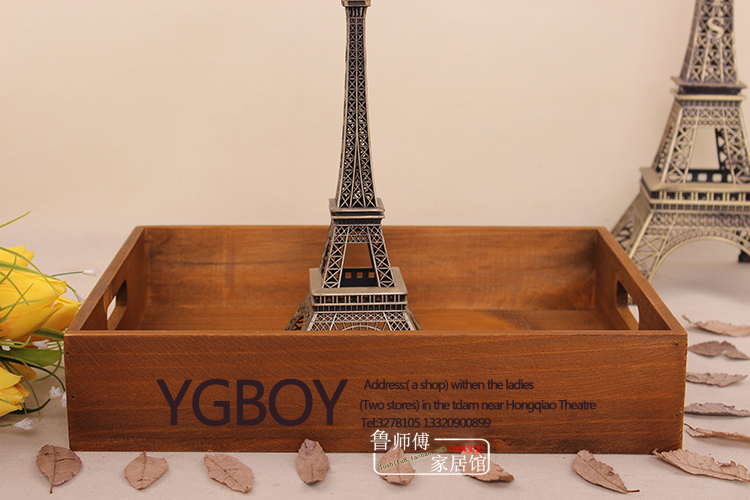 Sáng tạo retro cà phê hộ gia đình lưu trữ bảng khay cuối món ăn trái cây bằng gỗ tấm hình chữ nhật bằng gỗ cup tấm trà cup trắng khay gỗ đựng đồ ăn