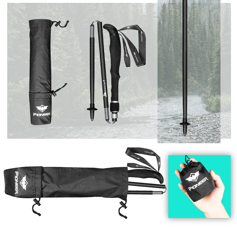 Trailblazer 99% sợi carbon gấp trekking cực carbon siêu nhẹ năm phần đi bộ gậy mía đi bộ hộp quà tặng - Gậy / gậy gậy leo núi chính hãng