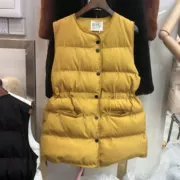 Áo dài châu Âu 2018 thu đông mới phiên bản Hàn Quốc của áo vest cotton xuống eo nữ màu rắn là áo khoác cotton dày dày