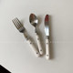 Korean ins style cream white handle stainless steel fork and spoon western food tableware dessert fork and spoon 8354
