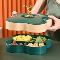 Light lavish fruit tray Home Living room tea table 2021 new snacks disc Compartment with cover Candy Box Creative Dry Nut Tray