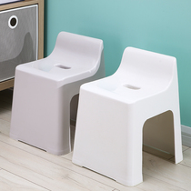 Small stool backrest stackable chair Bathroom Bath footstool Bedroom for shoes Children short stool minimalist plastic bench
