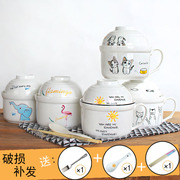 hộp cơm giữ nhiệt cắm điện Phim hoạt hình cốc cốc ăn liền gốm có nắp lớn học sinh dao kéo đặt hộp cơm trưa dễ thương ký túc xá bát đũa đũa nĩa - Hộp cơm điện sưởi ấm hộp cơm hâm nóng bằng điện