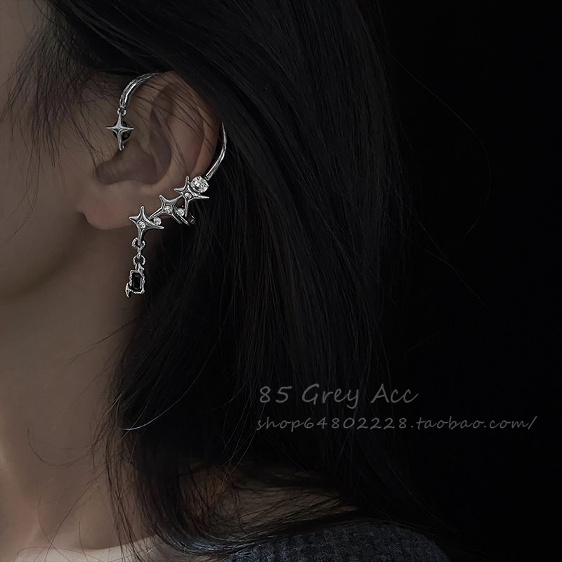 85-degree grey Munstar zircon without earbuds earrings with light lavish and small crowdsourced design earrings Temperament Net Red Earrings