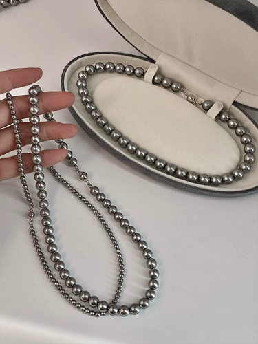 Ожерелье Shijia Zhen Duo Ma с платиновым серебристо-серым жемчугом 𫔀Женская легкая роскошная цепочка для свитера высокого класса с магнитной пряжкой 𫔀