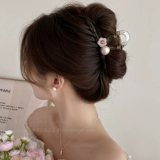 Изысканная акриловая большая заколка для волос из жемчуга, заколка-крабик, акула, в цветочек, новая коллекция