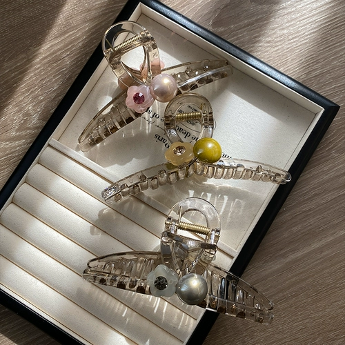 Изысканная акриловая большая заколка для волос, весенняя заколка-крабик, акула, в цветочек, новая коллекция