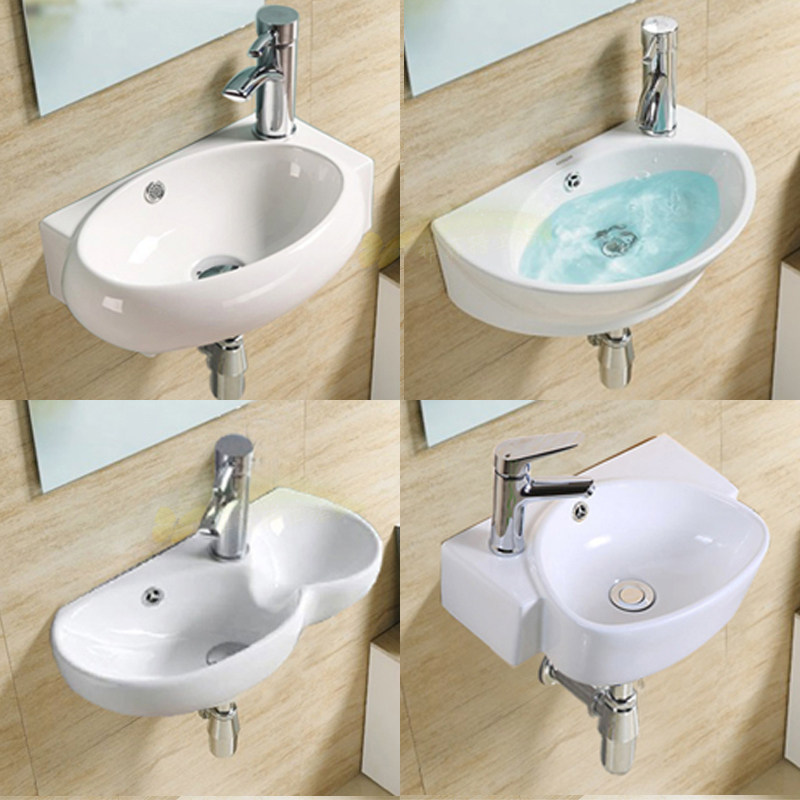 Wall-mounted Mini washbasin for small family Type of dressing room hanging basin Pelvis Triangular Basin Balcony Washbasin Ceramic Pool Tray