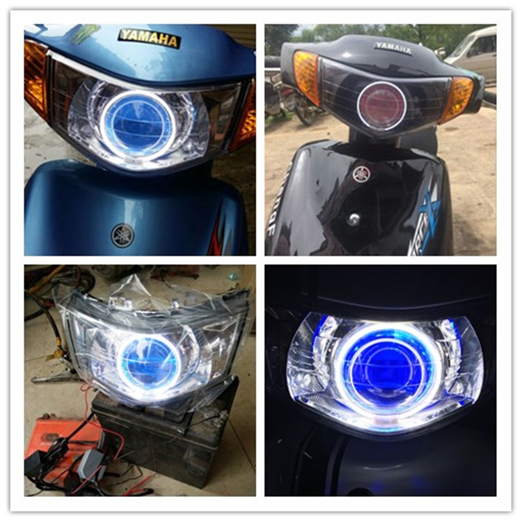 Qiaogeguo Erfu Xiguo ba cụm đèn chính Q5 ống kính kép 3 inch ống kính thiên thần mắt quỷ xenon đèn - Đèn HID xe máy đèn xe máy